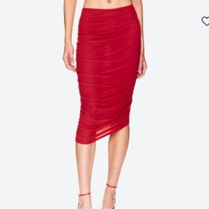 Red Rushed Jersey skirt Norma Kamali